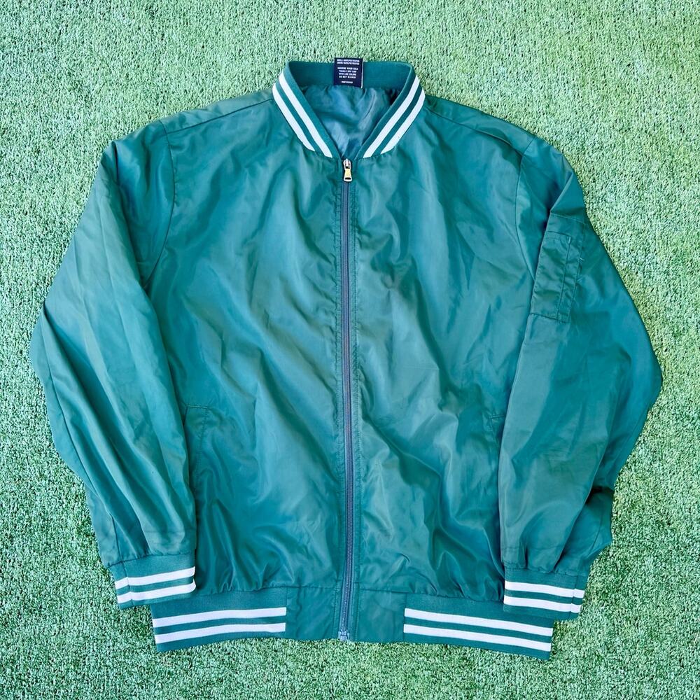Apparel Collection Original Deluxe Supply Green Zip Jacket With White Stripes
